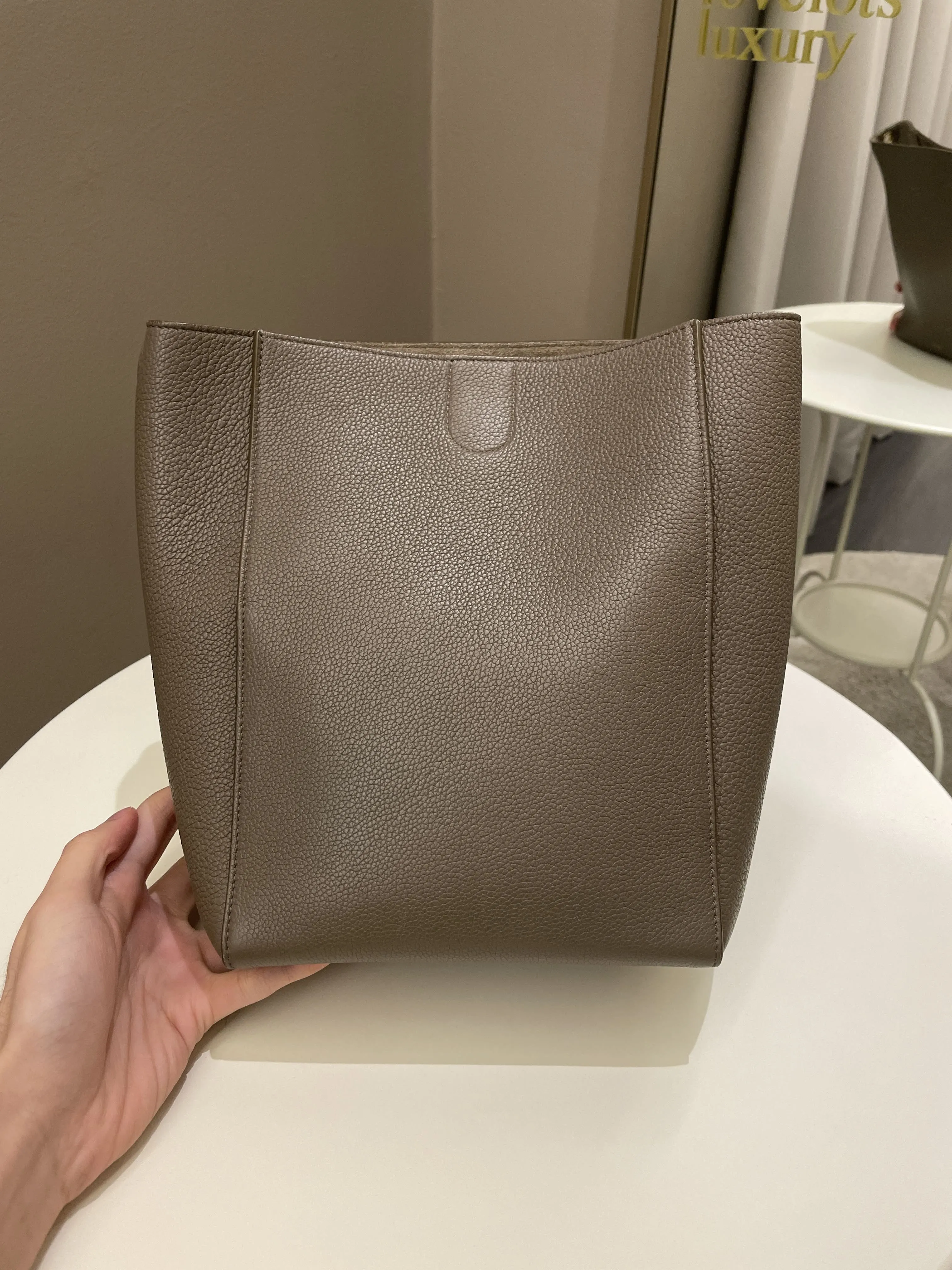 Celine Sangle Bucket Bag Taupe Grainy Calfskin