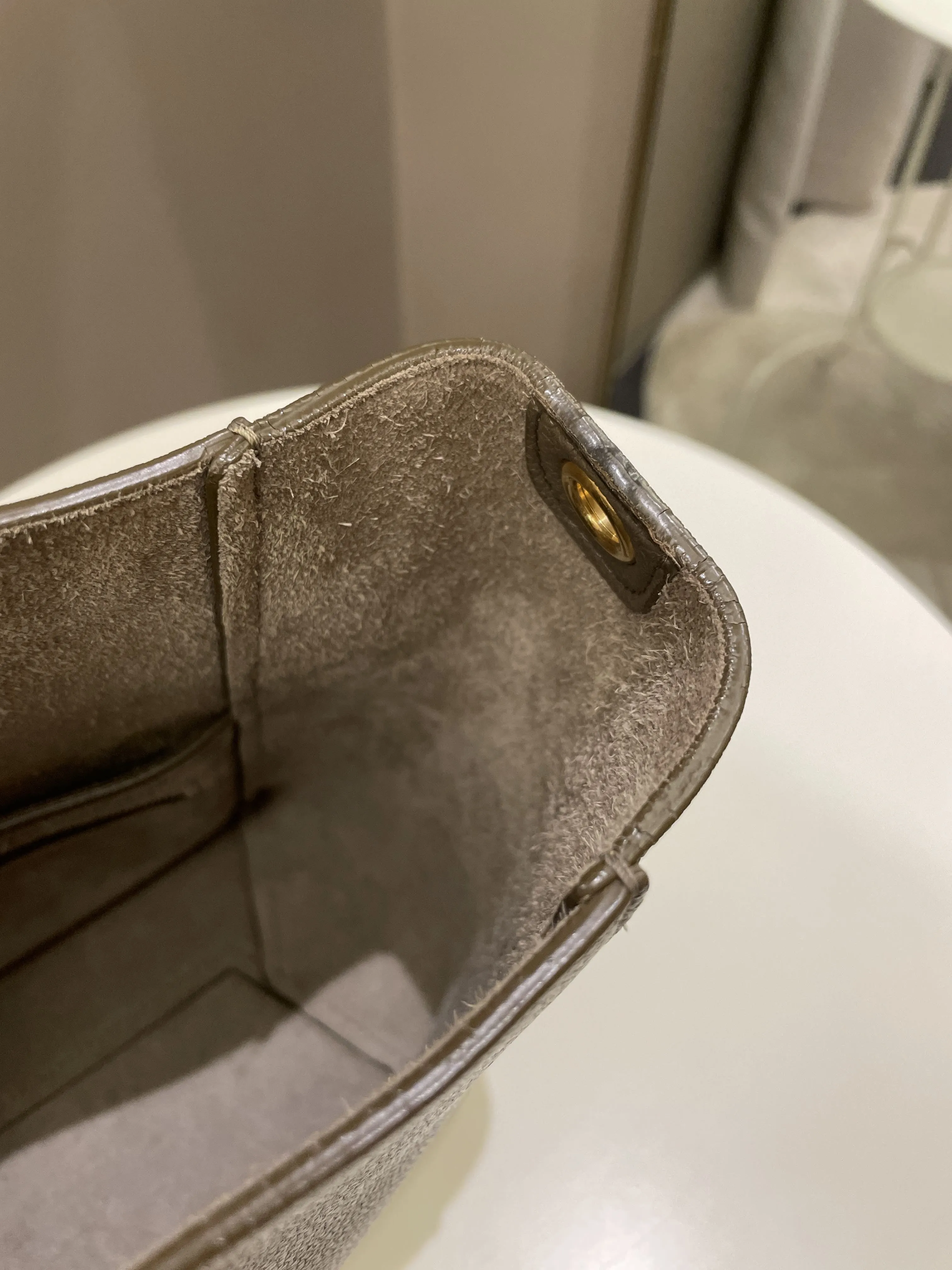 Celine Sangle Bucket Bag Taupe Grainy Calfskin