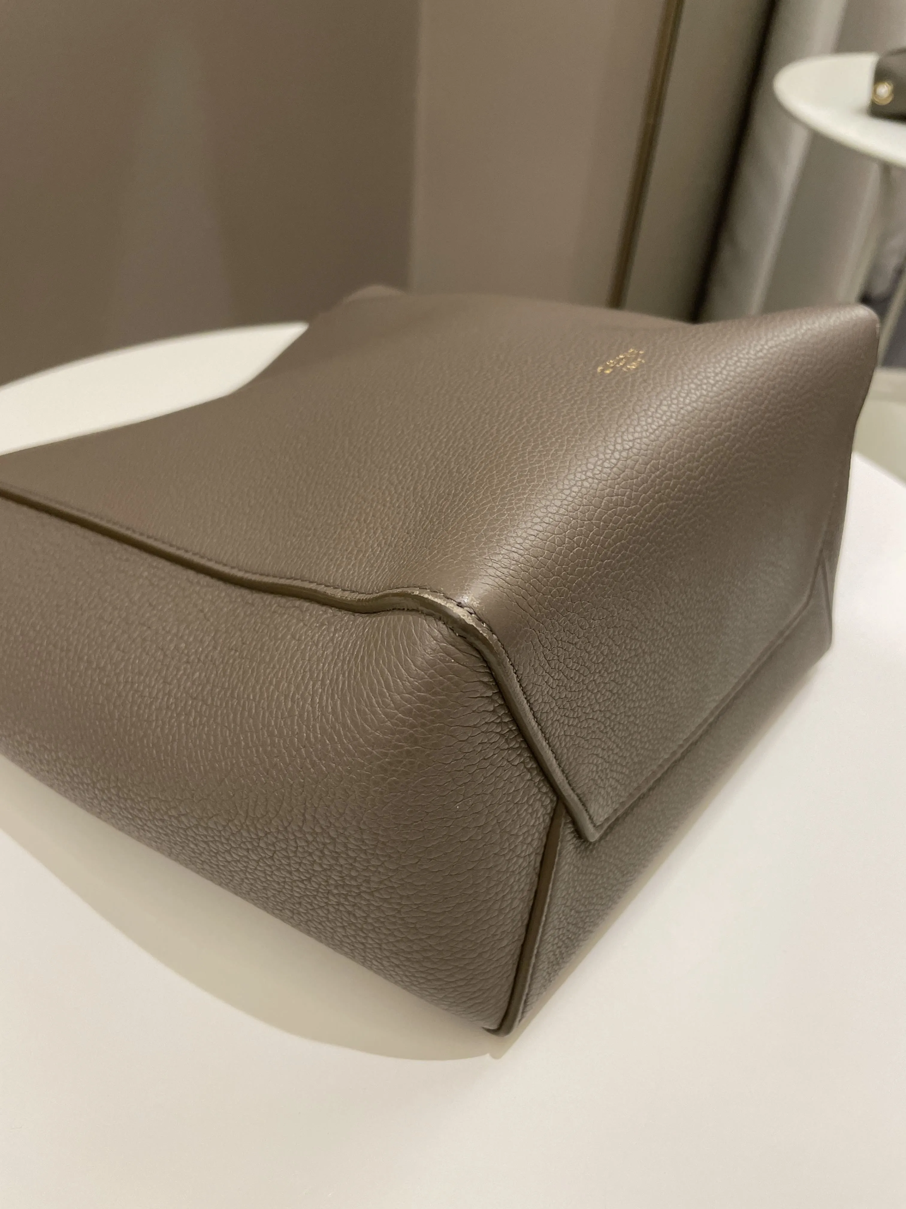 Celine Sangle Bucket Bag Taupe Grainy Calfskin