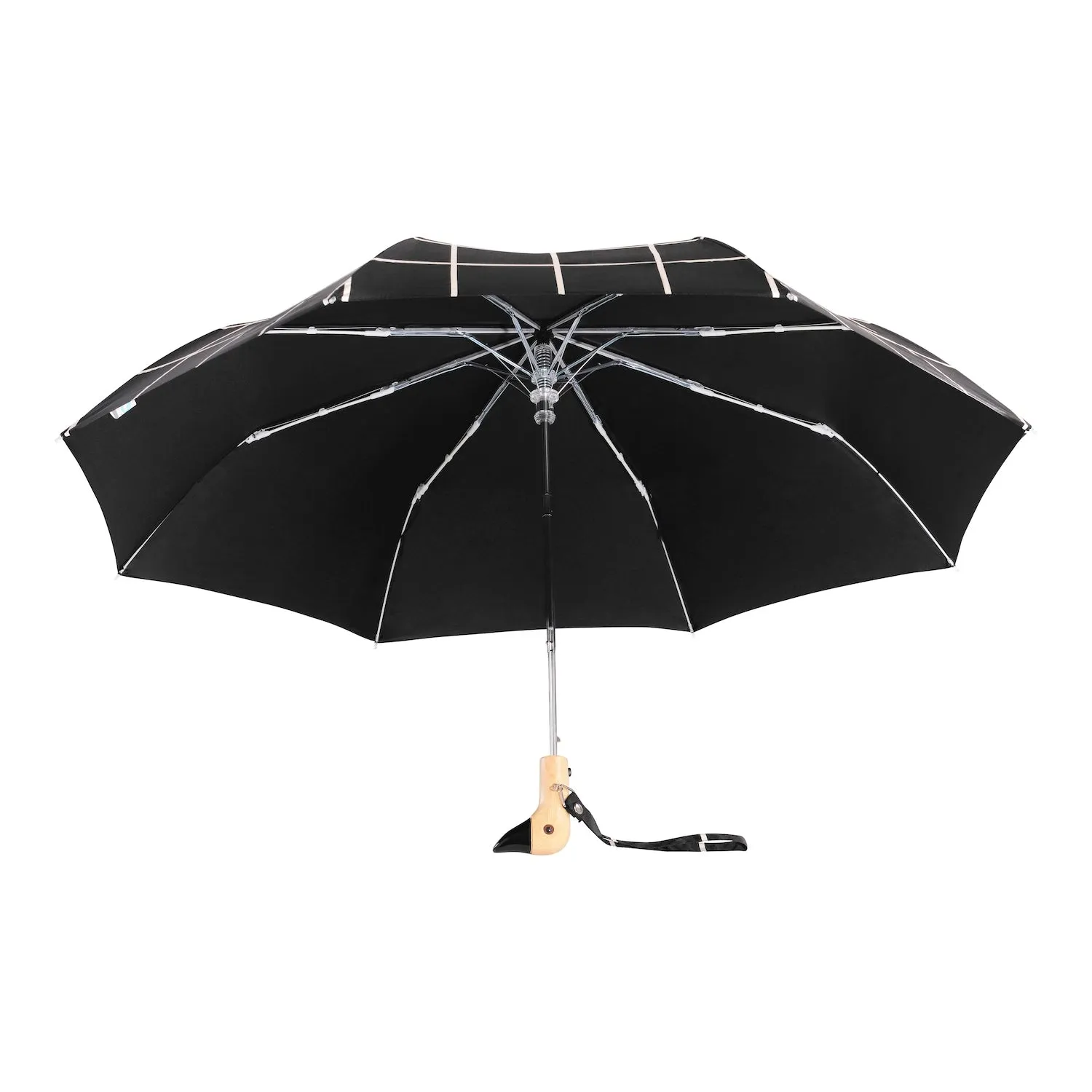 Compact Eco-Friendly Umbrella- Black Grid