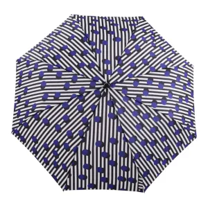 Compact Eco-Friendly Umbrella- Polkastripe