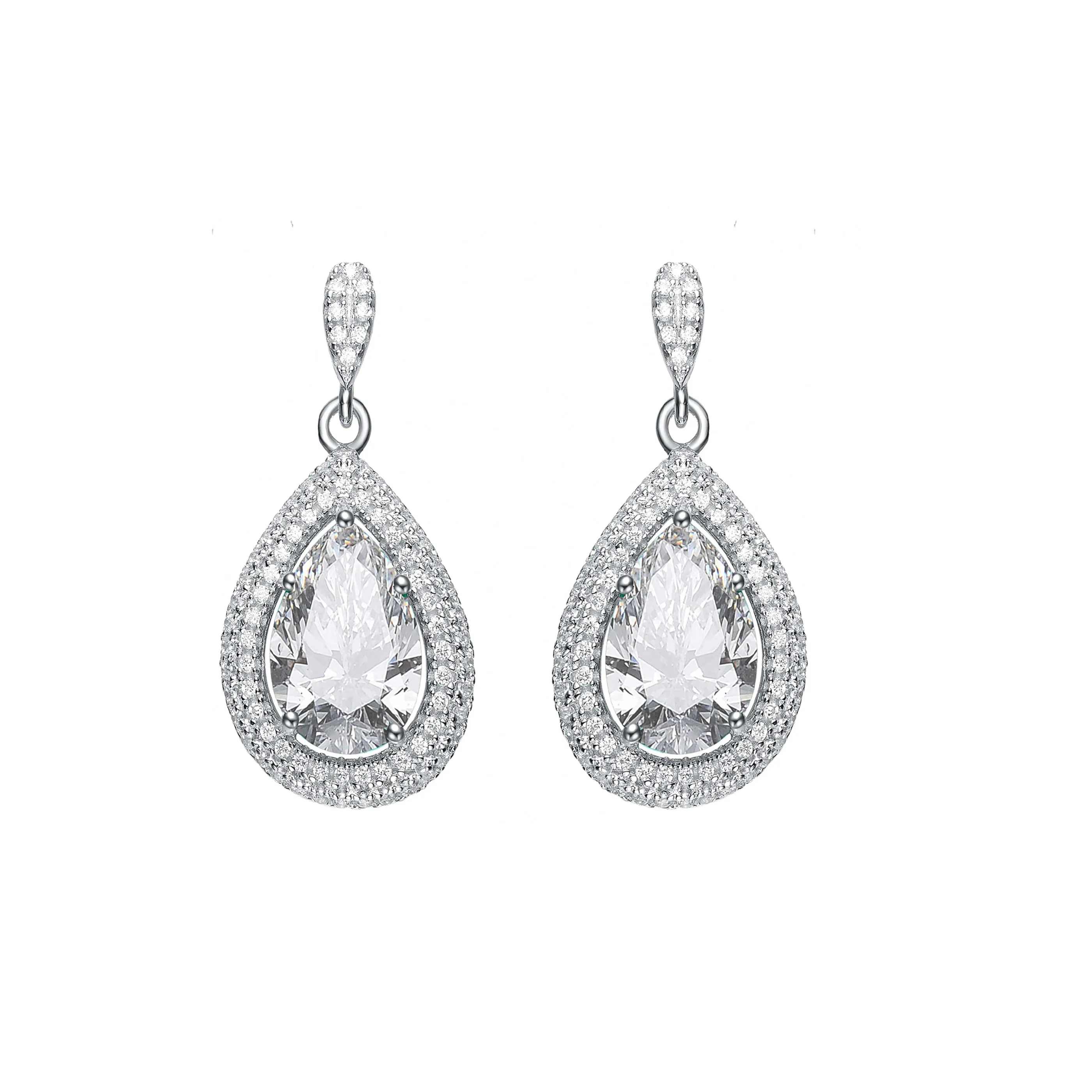 Constance Dauphine White Gold Plated Teardrop Earrings