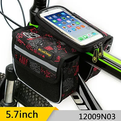 CoolChange High Quality Cycling Bike Front Frame Bag Tube Pannier Double Pouch for Cellphone Bicycle Accessories Riding Bag