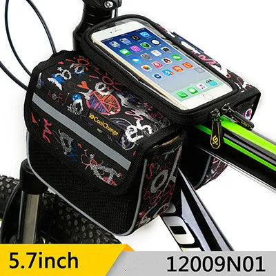 CoolChange High Quality Cycling Bike Front Frame Bag Tube Pannier Double Pouch for Cellphone Bicycle Accessories Riding Bag