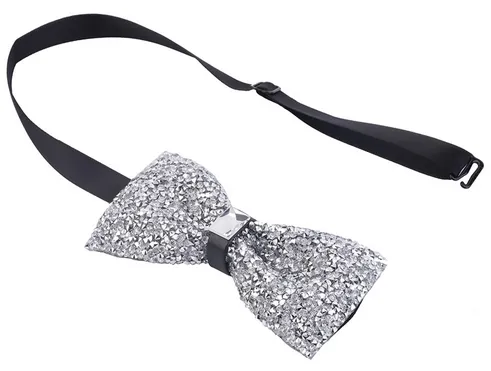 Crystal Silver Bow Tie