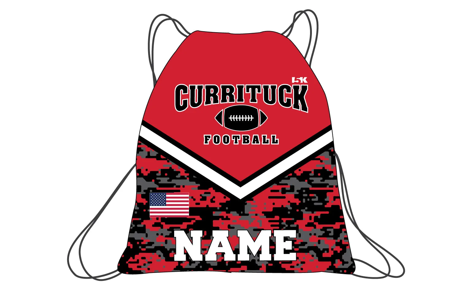 Currituck Football Sublimated Drawstring Bag