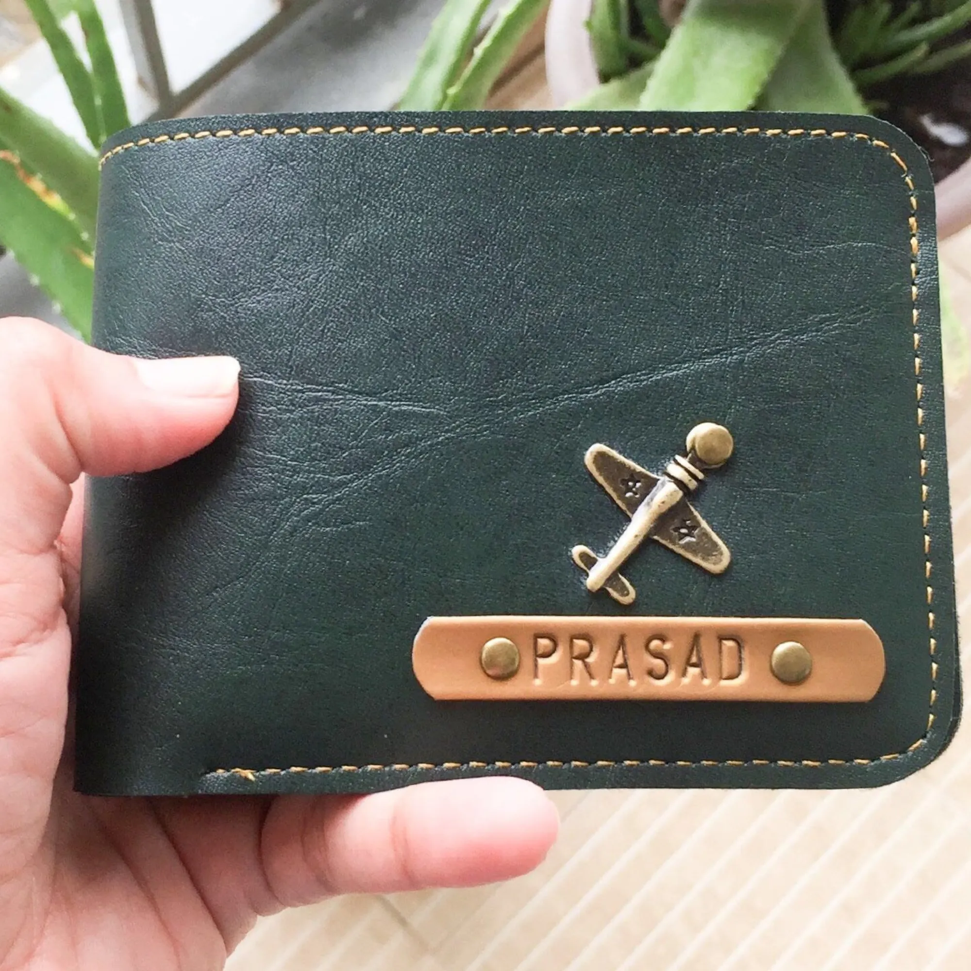 Customized Forest Green Wallet For Men with Free Charm