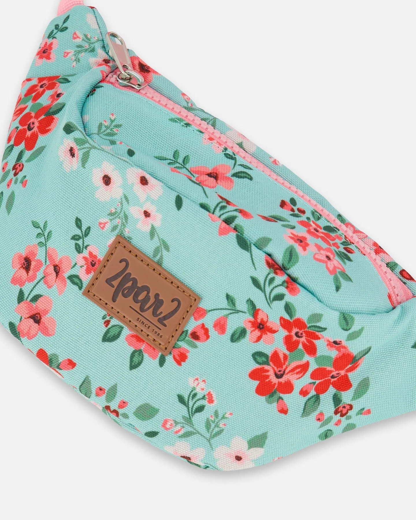 Deux par Deux Girl's Fanny Bag Light Blue Flower Print