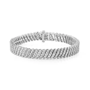 Diagonal Fancy Bracelet with 1.00ct of Diamonds in Sterling Silver