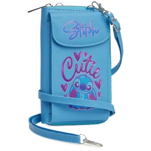 Disney Stitch Crossbody Bag for Girls Phone Bag with Card Slots Adjustable Strap - Blue