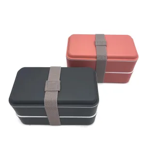 Double Layer Lunch Box with Rubber Tie