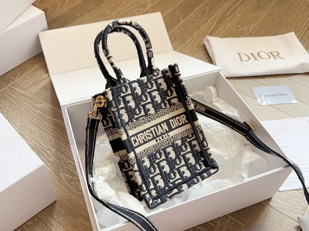 DR307 Mini Dior Book Tote  Phone Bag/ 5 x 7 x 2 inches