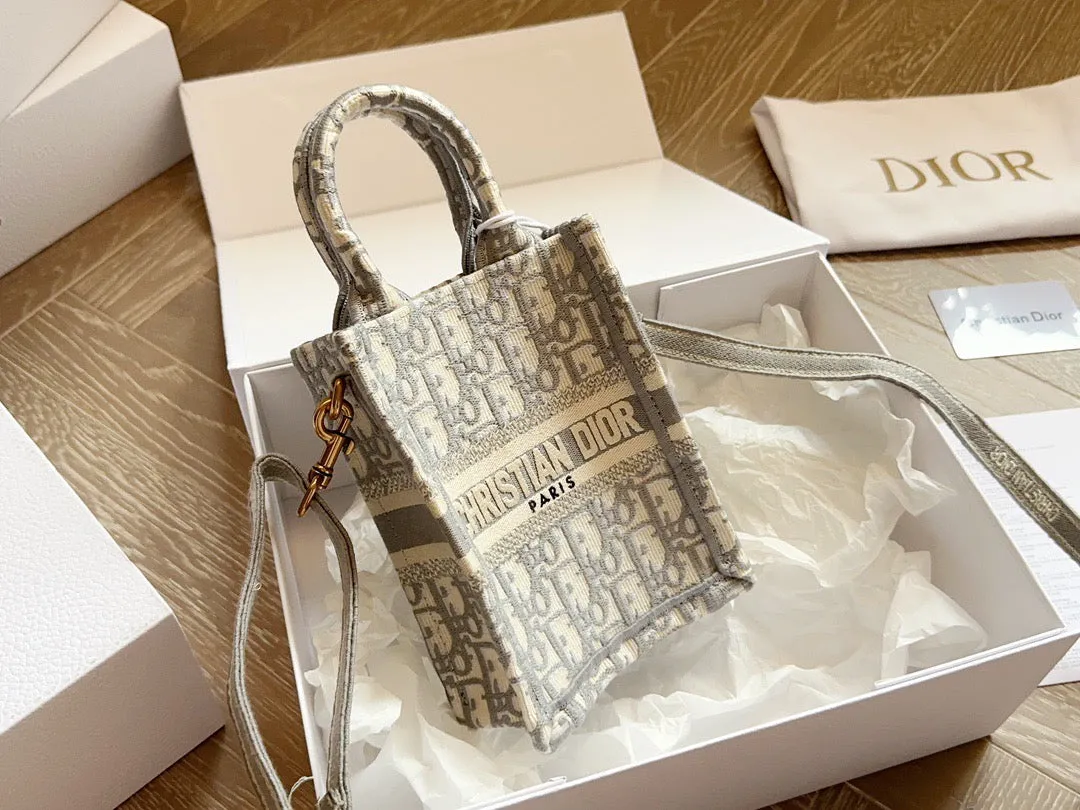 DR307 Mini Dior Book Tote  Phone Bag/ 5 x 7 x 2 inches