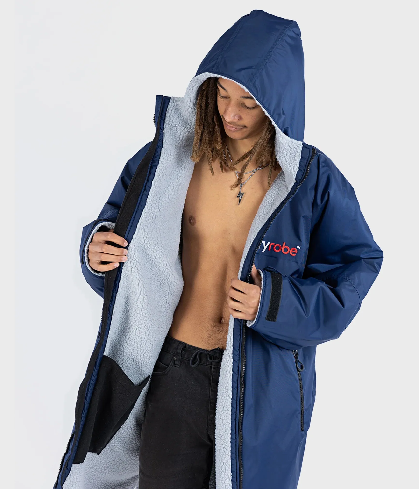 Dryrobe Advance Long Sleeve Changing Robe - Navy and Grey