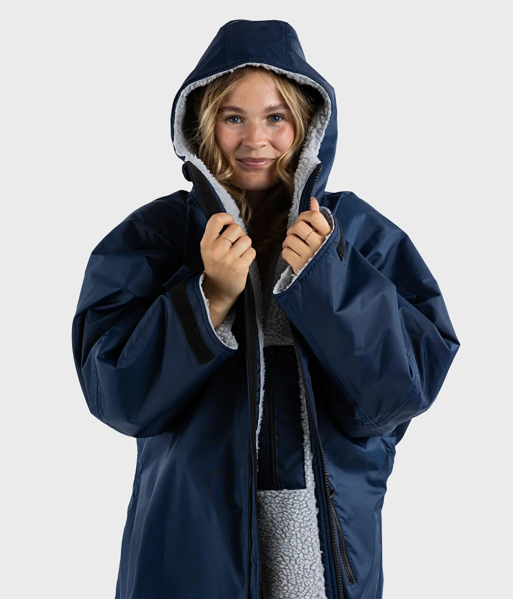 Dryrobe Advance Long Sleeve Changing Robe - Navy and Grey