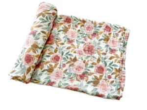 Dusty Pink Floral Muslin Swaddle Blanket