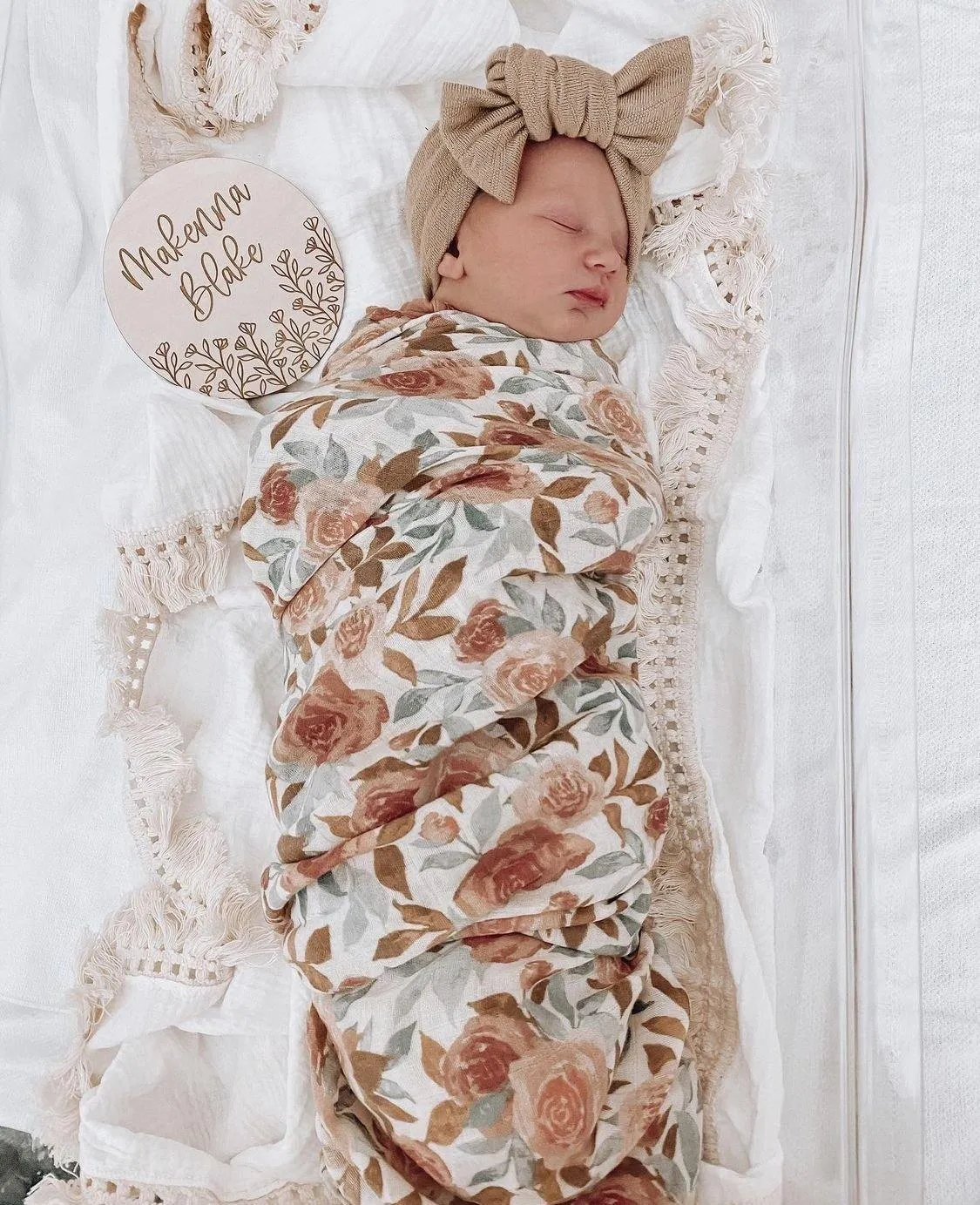 Dusty Pink Floral Muslin Swaddle Blanket