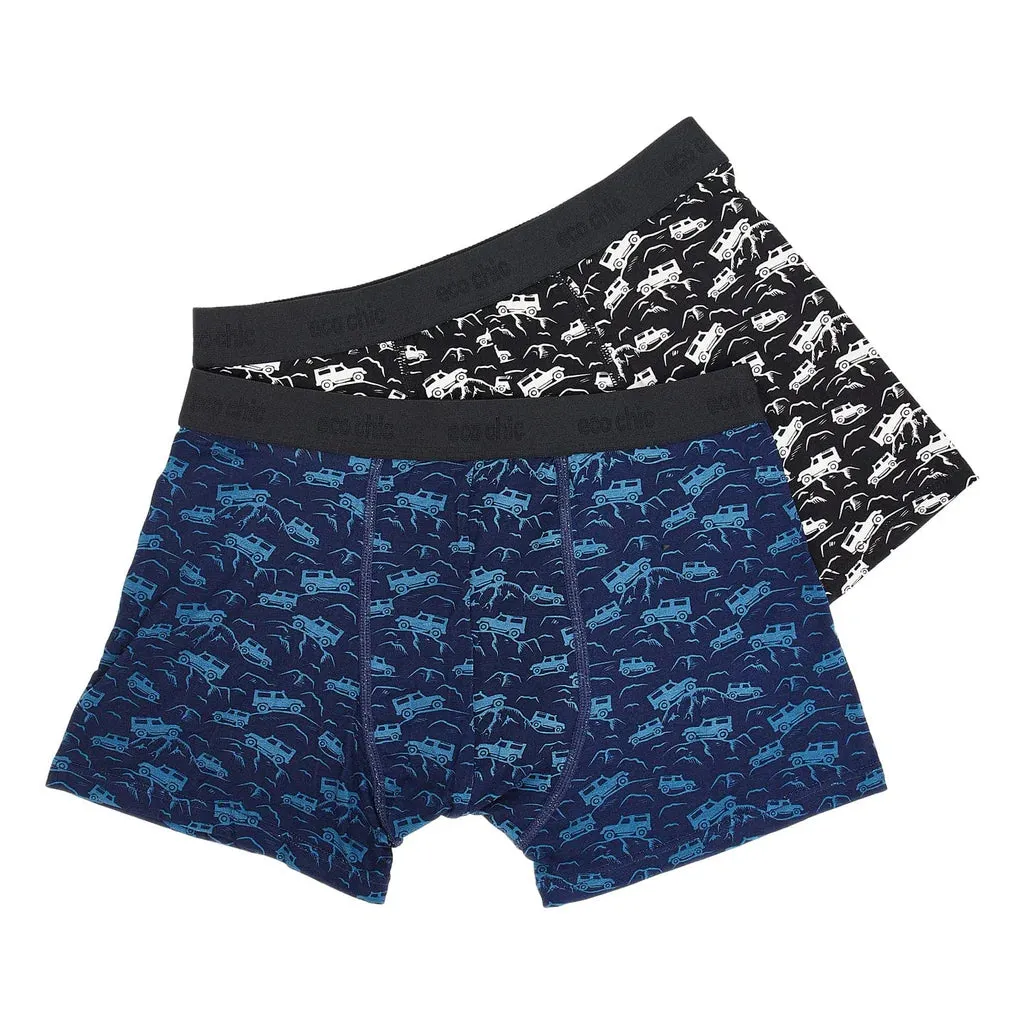 Eco Chic Eco-Friendly Bamboo Boxers Landrovers 2 Pack