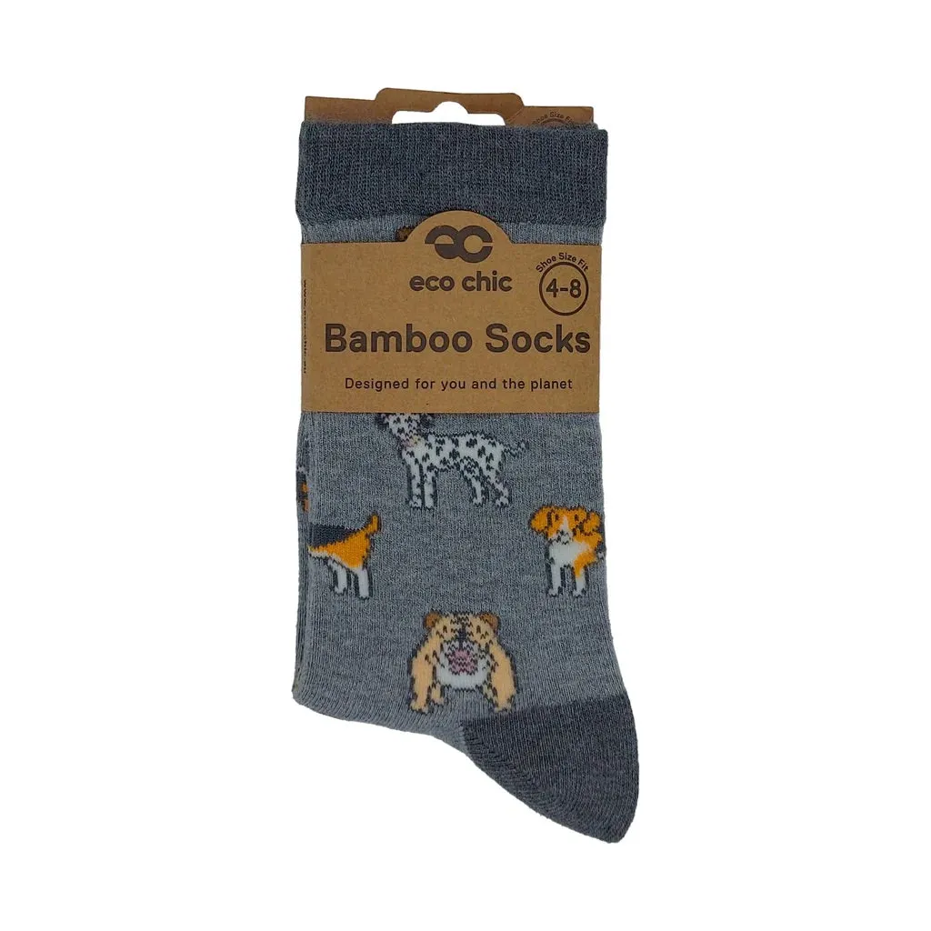 Eco Chic Eco-Friendly Dogs Grey Bamboo Socks