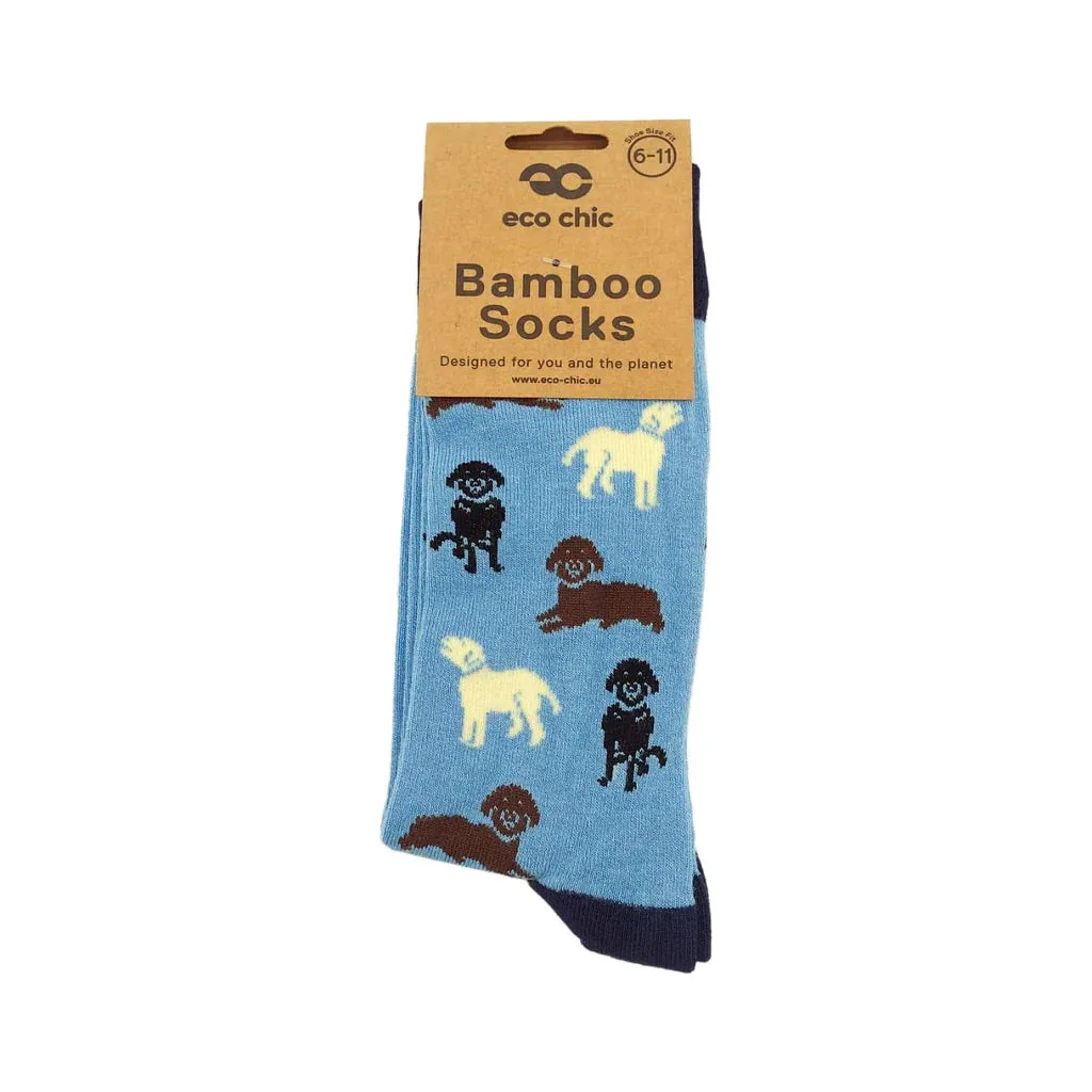 Eco Chic Eco-Friendly Labradors Blue Bamboo Socks