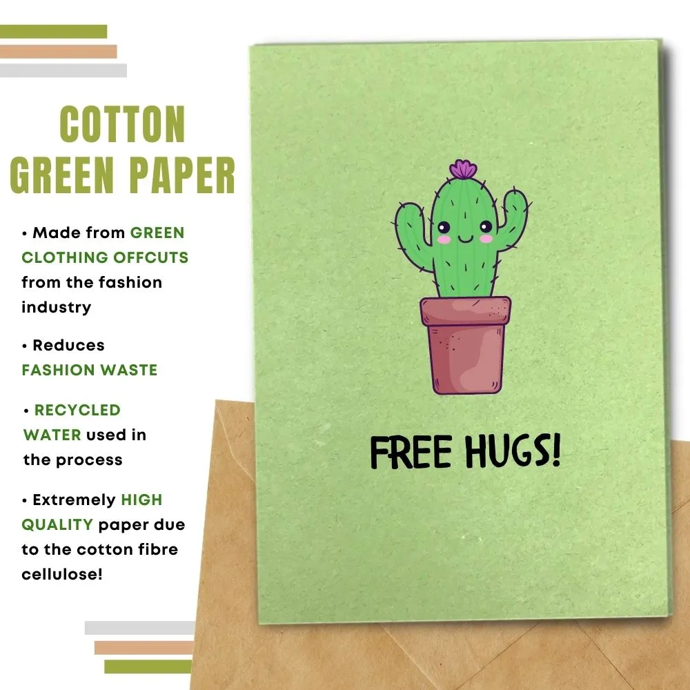 Eco Friendly Greeting Card, Free Hugs