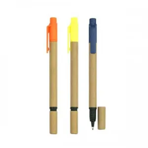 Eco Friendly Recycled Paper Ball Pen & Highlighter