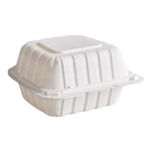 Ecopax Mineral-Filled 1 Comp Plastic Hinged Take-Out Container White 6" x 6"  - 250/Case