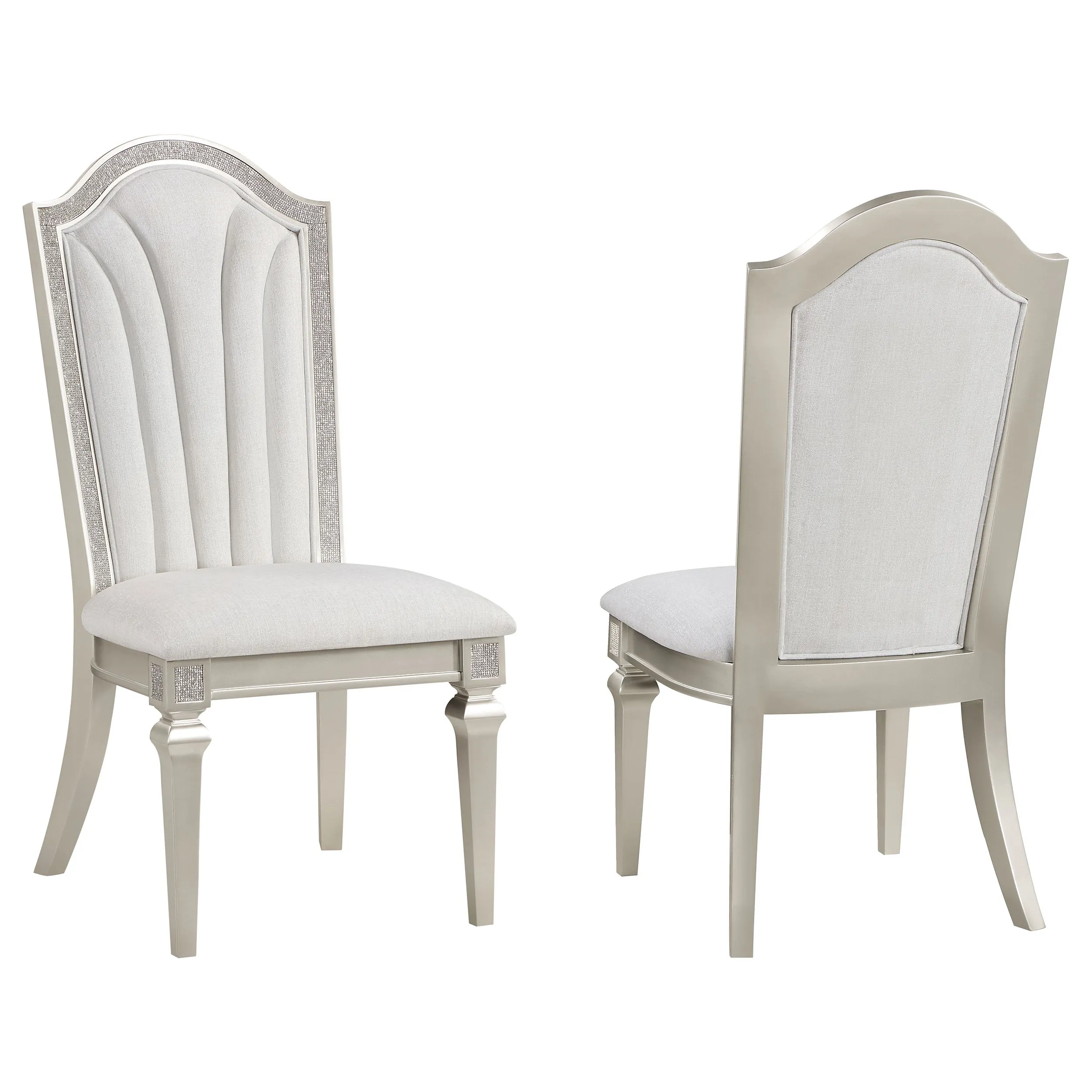 Evangeline Dining Side Chairs Faux Diamond Trim Ivory (Set of 2)