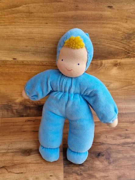 Evi Cuddle Baby - Handmade Doll - Light Blue