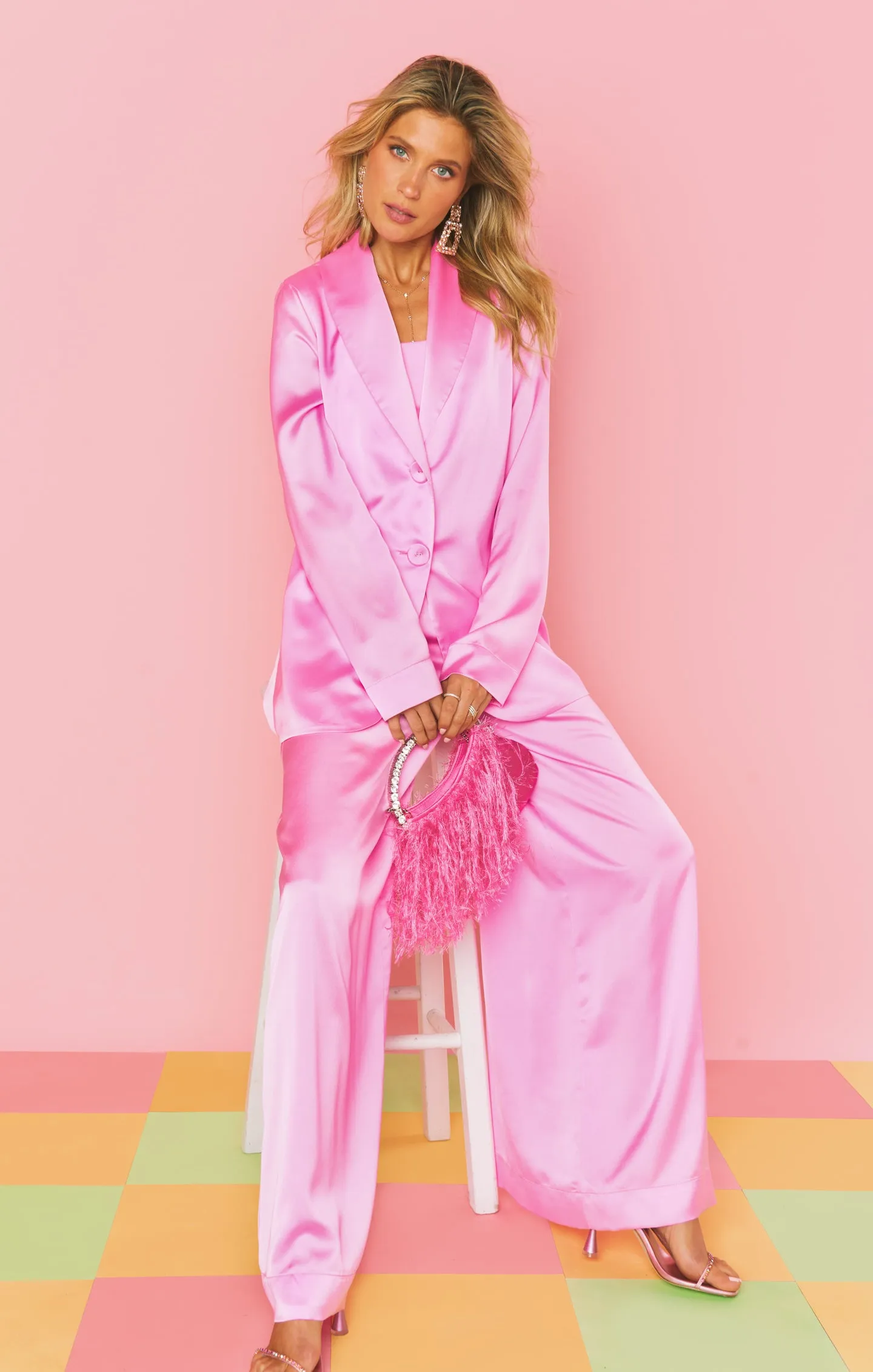 Felix Blazer ~ Pink Luxe Satin