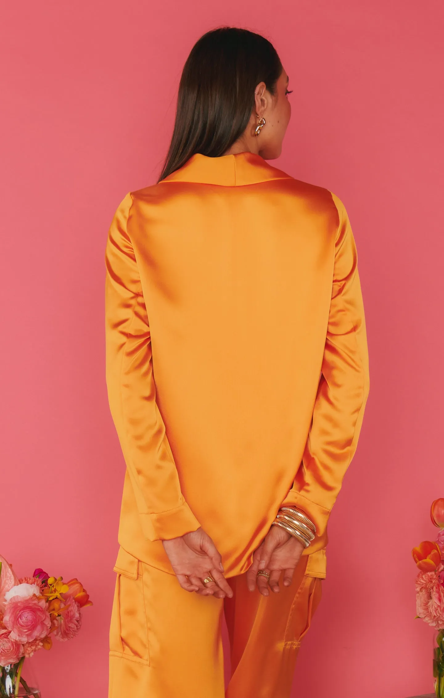 Felix Blazer ~ Tangerine Fluid Satin