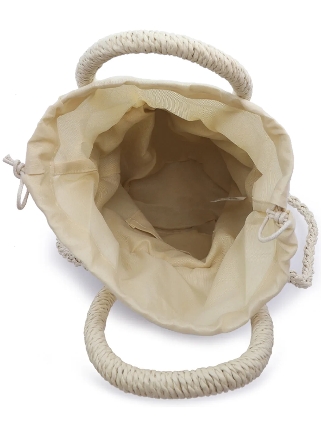 Floral Woven Basket Bucket Bag