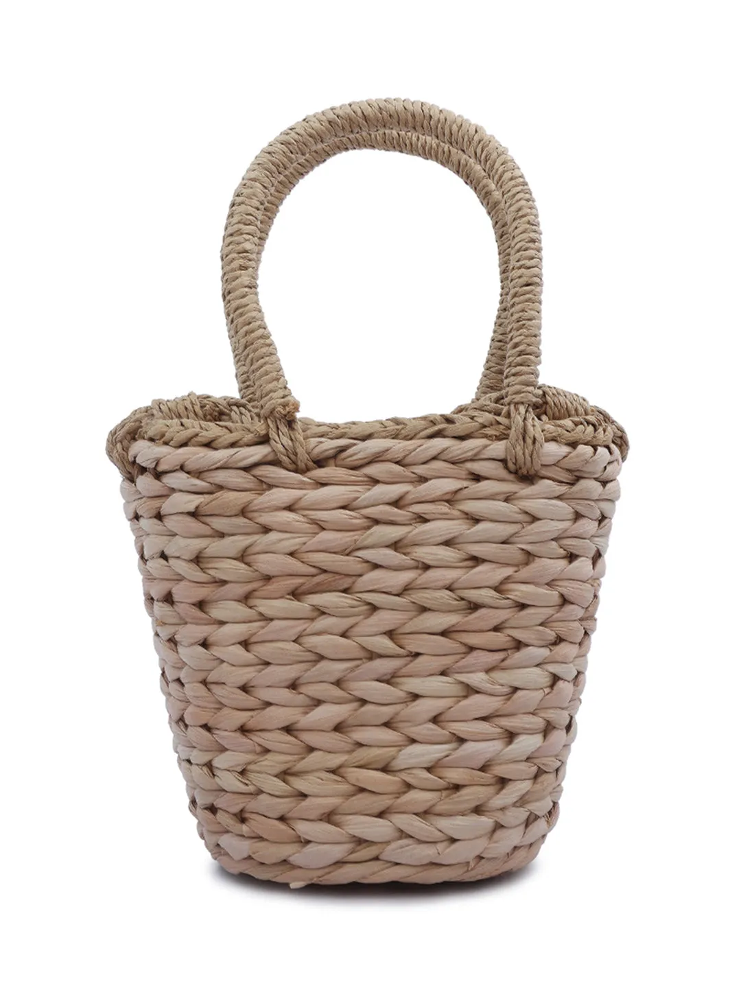 Floral Woven Basket Bucket Bag