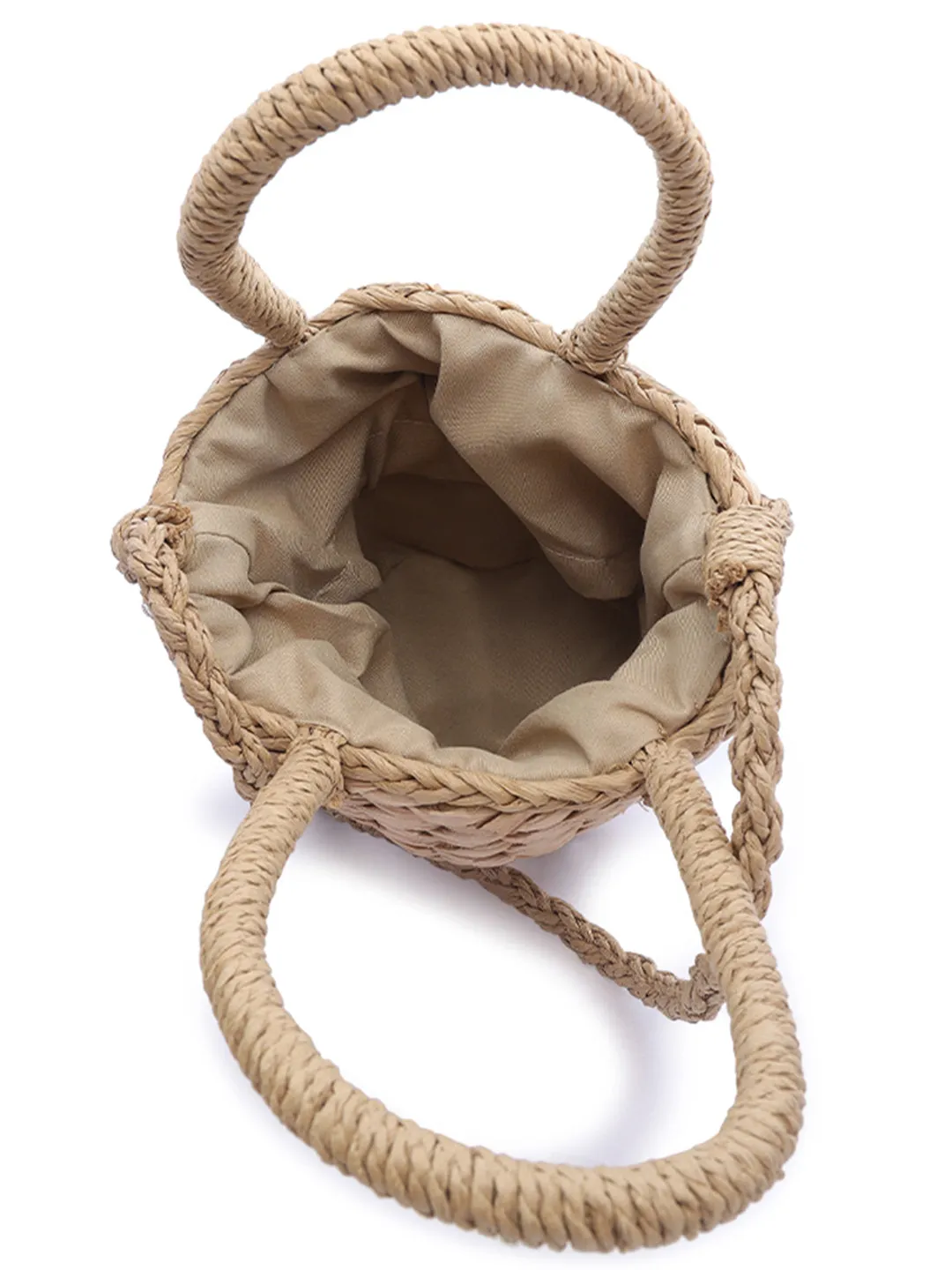 Floral Woven Basket Bucket Bag