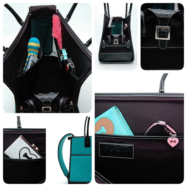 Fuschia Vintage Wool & Black Leather Carrier