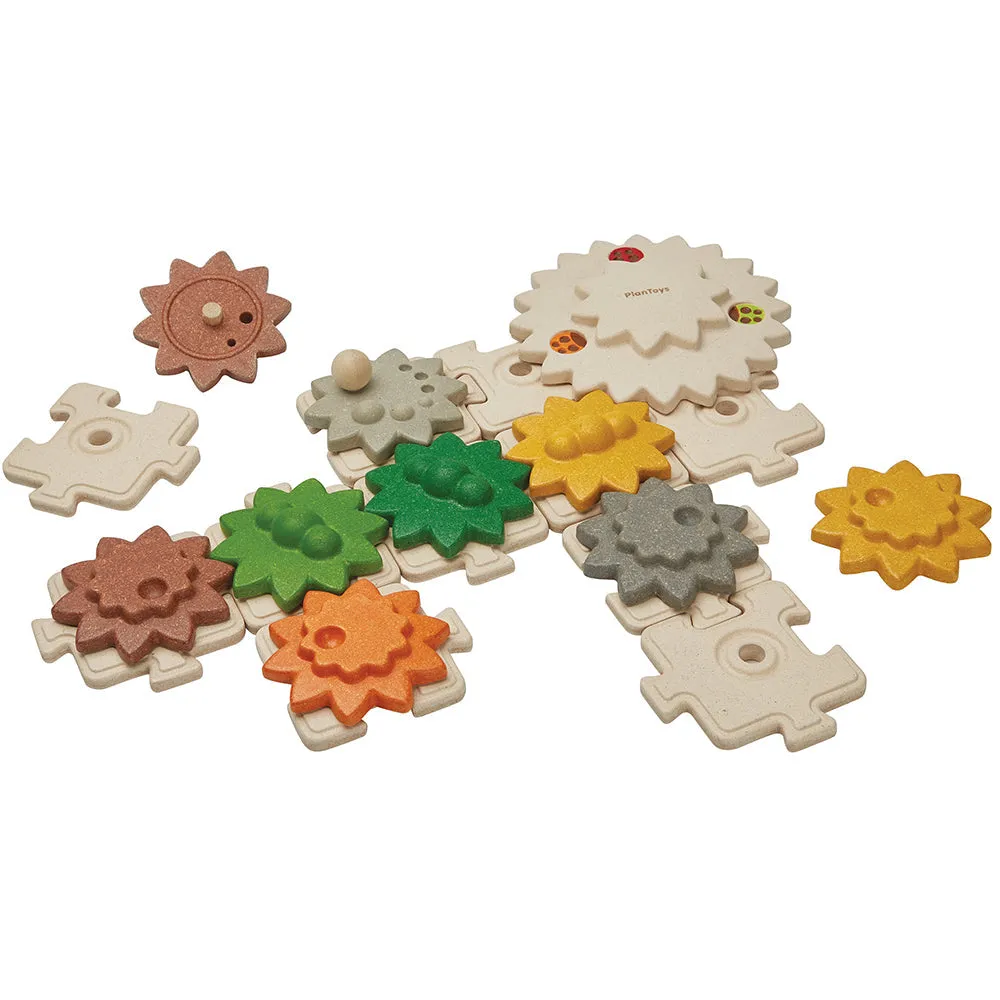 Gears and Puzzles Set | Eco-Friendly 24-Piece Wooden Toy