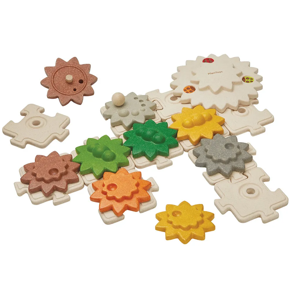 Gears and Puzzles Set | Eco-Friendly 24-Piece Wooden Toy