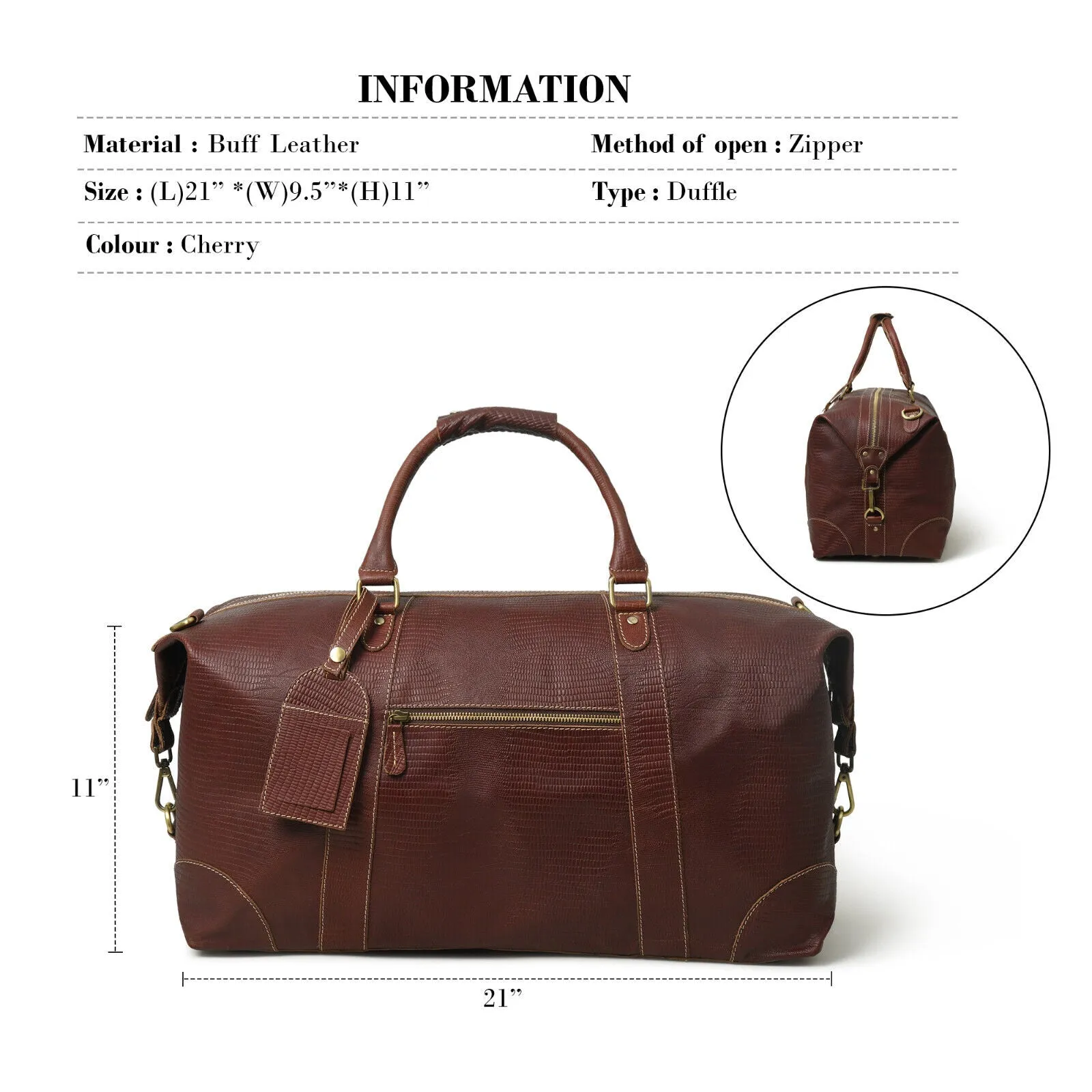 Genuine Cowhide Leather Travel Gym Duffle Bag