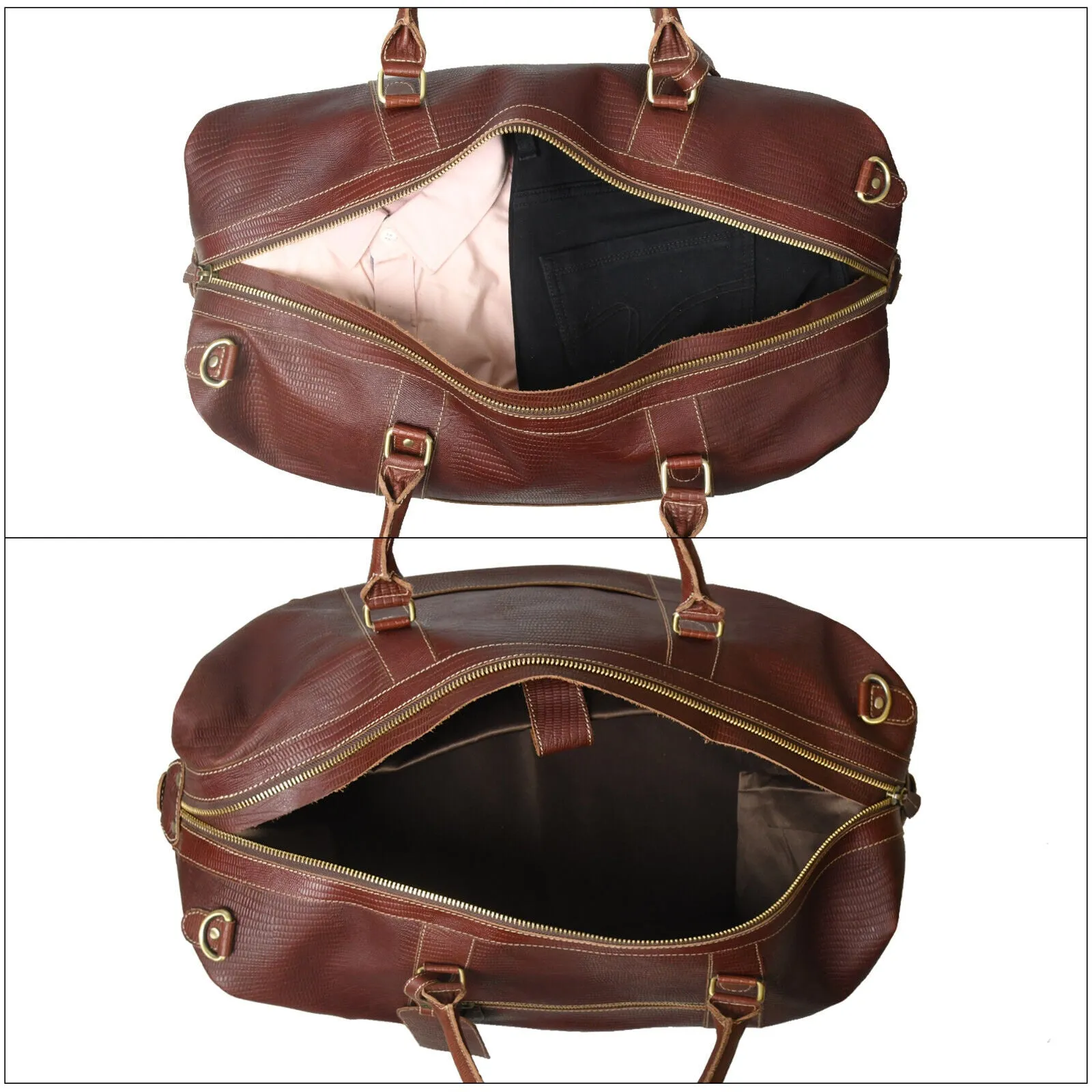 Genuine Cowhide Leather Travel Gym Duffle Bag