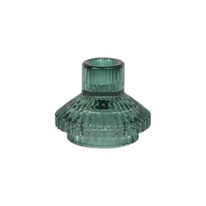 Geometric Small Sage Green Glass Candle Holder