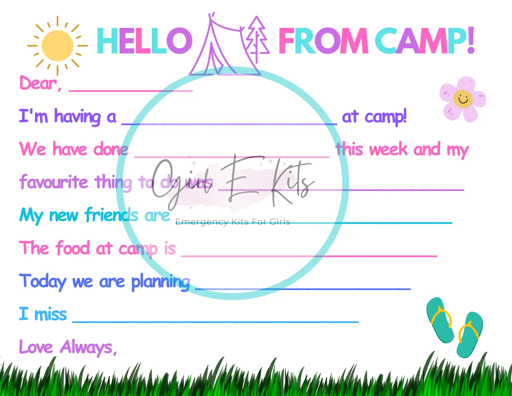 Girl Camp Kit - with BONUS CAMP POSTCARD