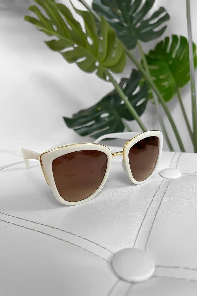 Gold Metal Details Cat Eye Sunglasses