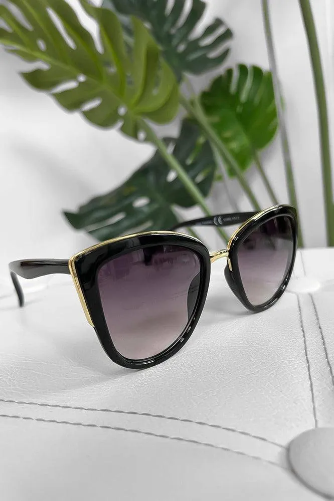 Gold Metal Details Cat Eye Sunglasses