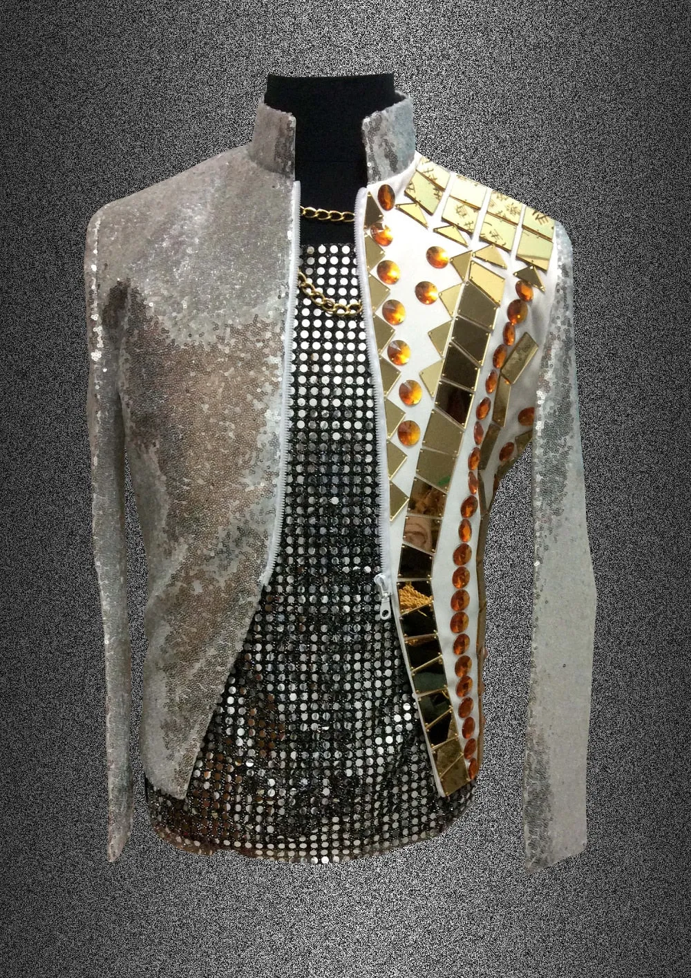 Gold Shining Mirror Sequins Men Jacket