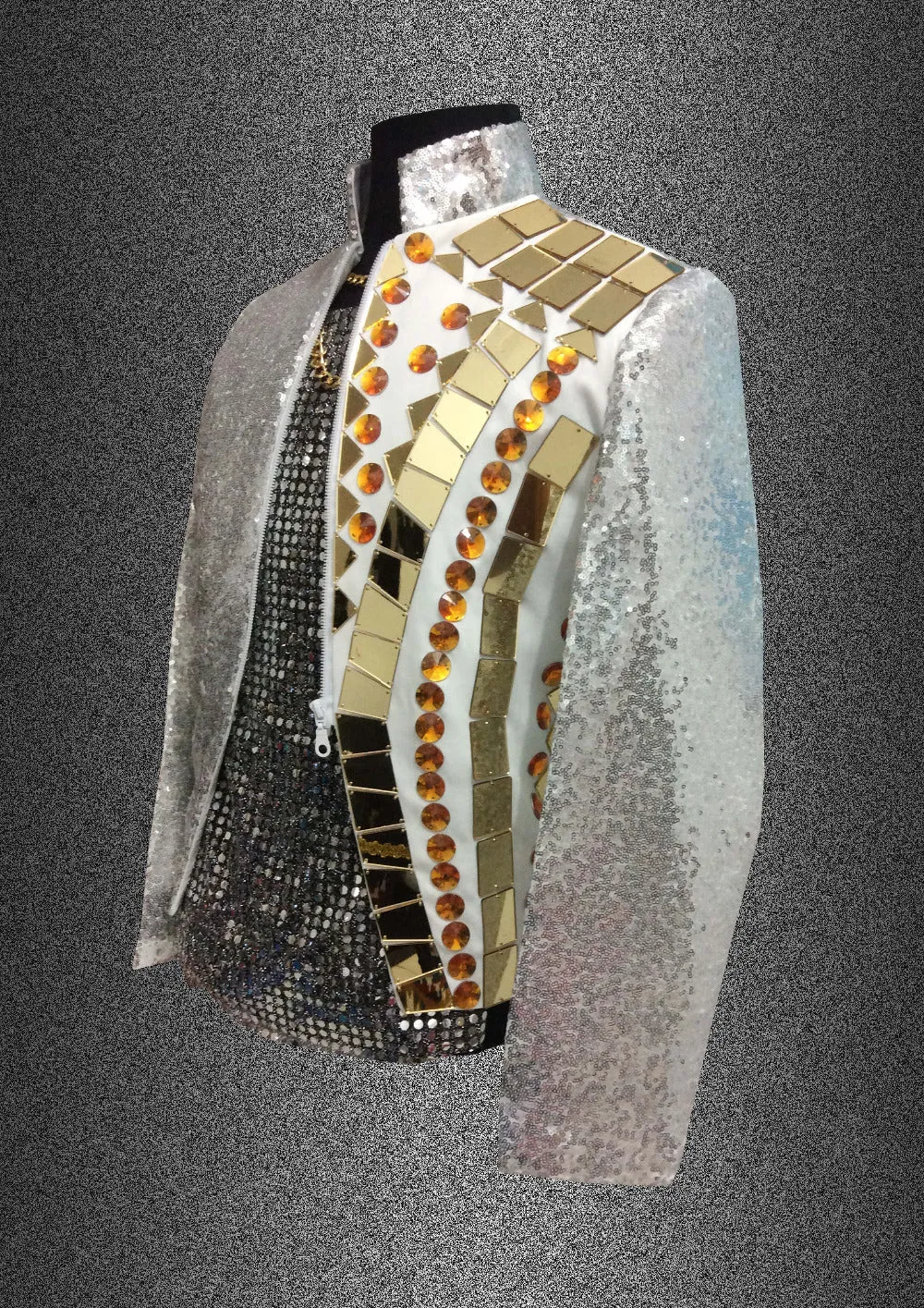 Gold Shining Mirror Sequins Men Jacket