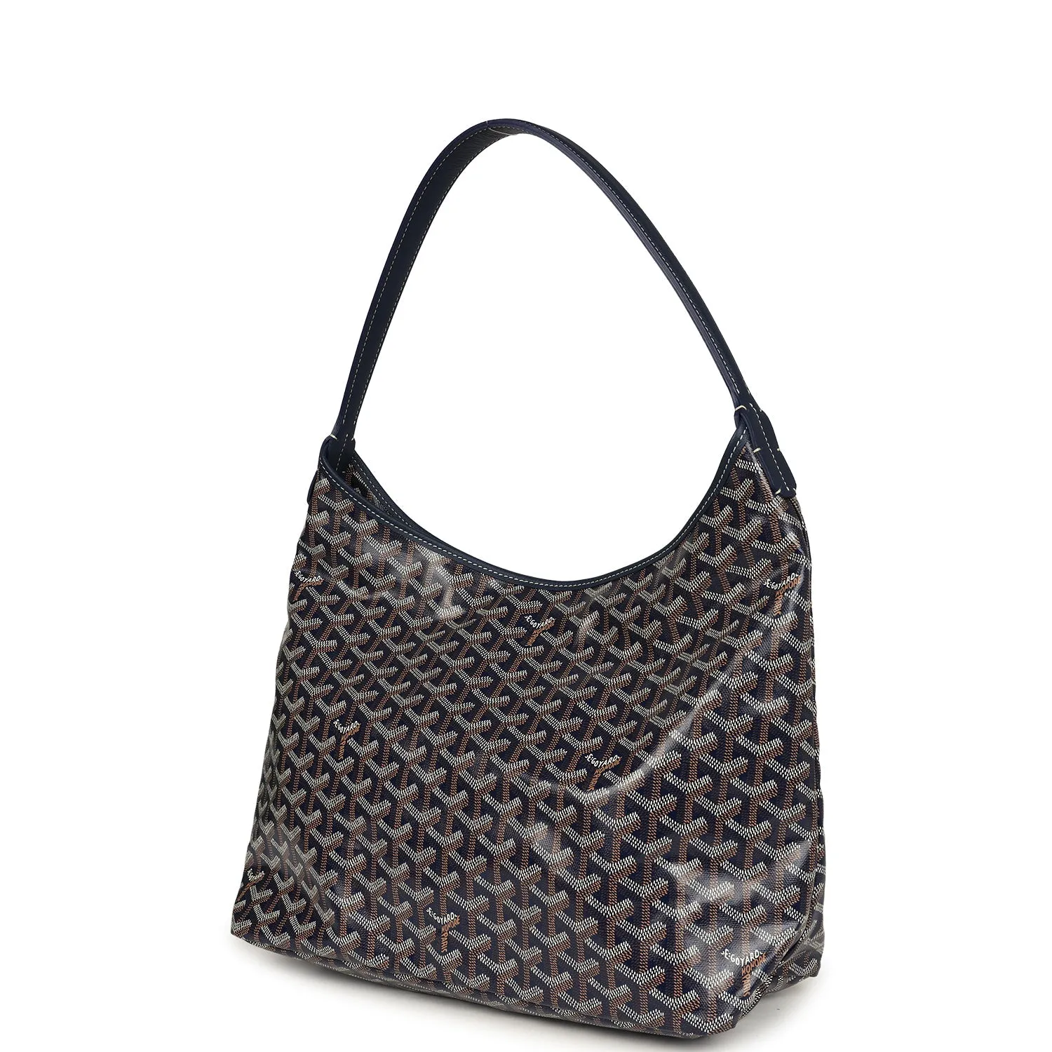 Goyard Goyardine Navy Boheme Hobo Bag Palladium Hardware