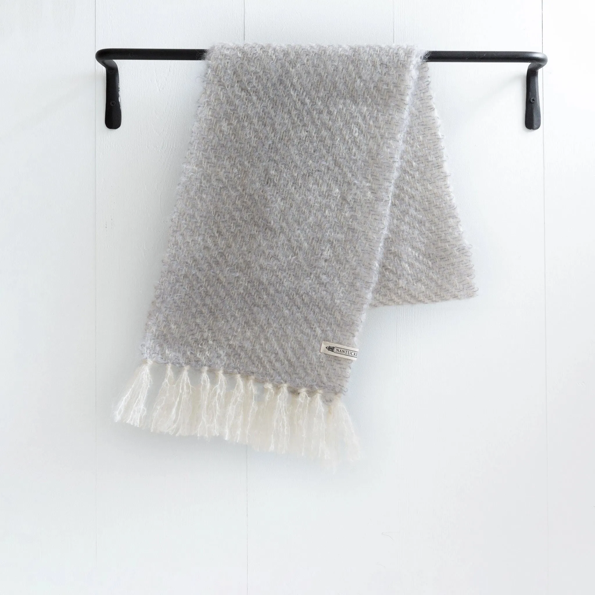 Gray Handwoven Mohair Scarf