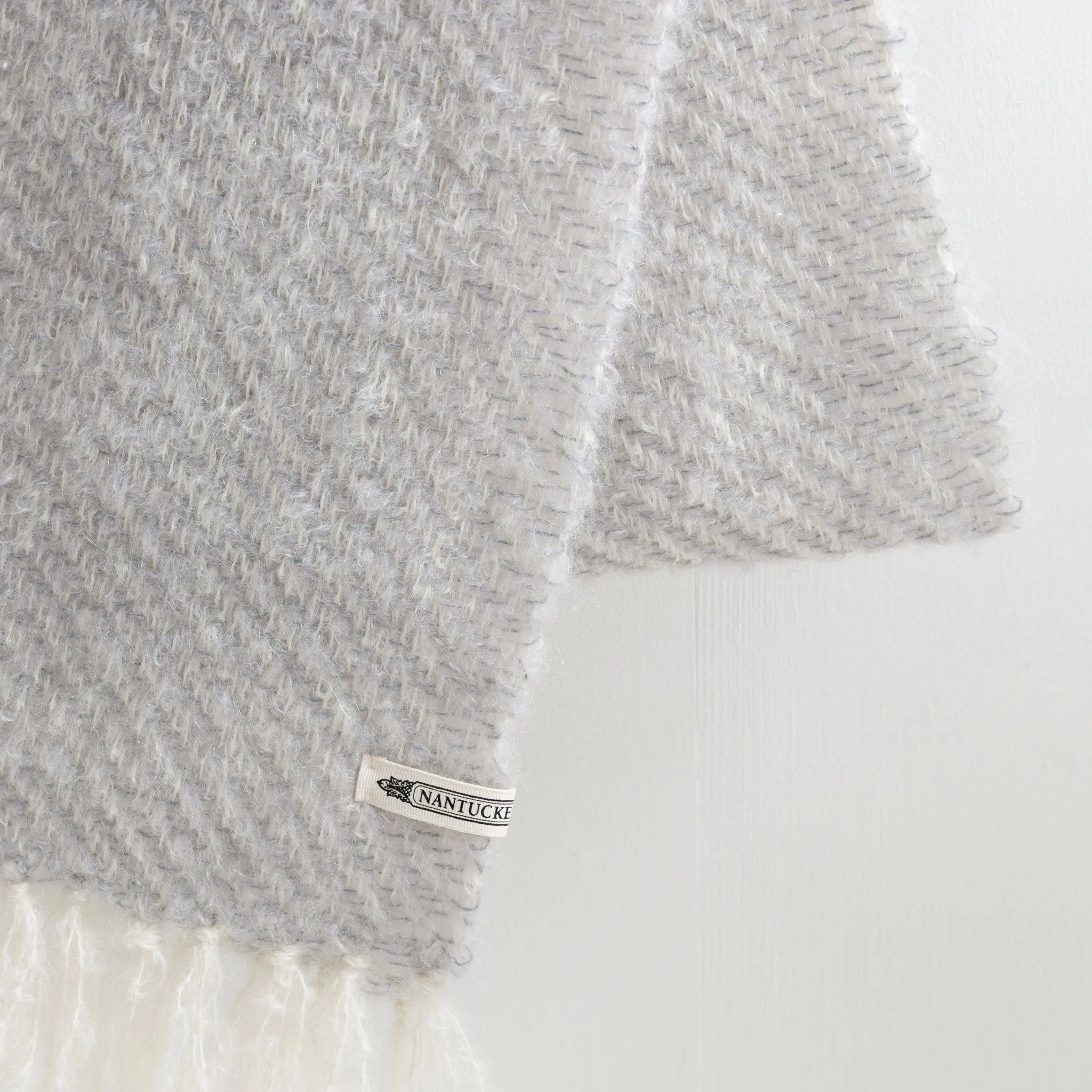 Gray Handwoven Mohair Scarf