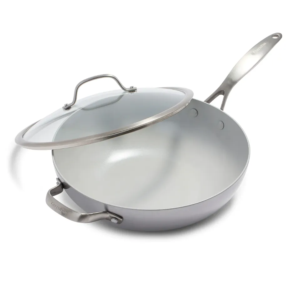 Greenpan Venice Pro Ceramic Nonstick Wok Pan With Lid – 12"