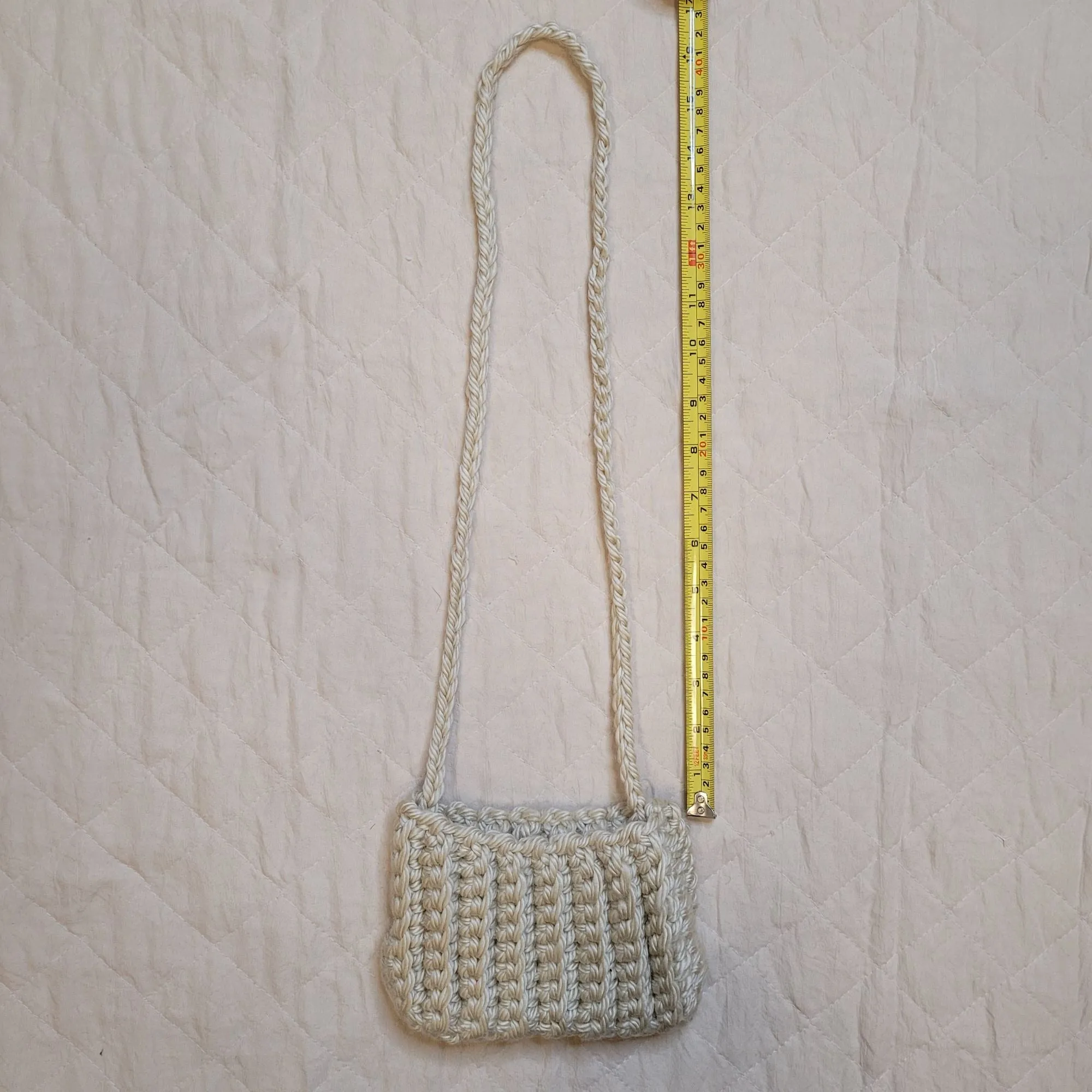 Handmade Tan Crochet Mini Shoulder Bag by Nikita Naomi